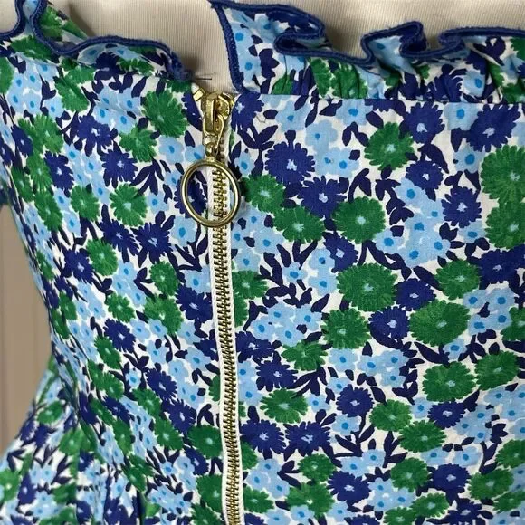 Zara Women's Floral Cropped Blouse M Multicolor Puff Sleeve Ruffle - Picture 4 of 6